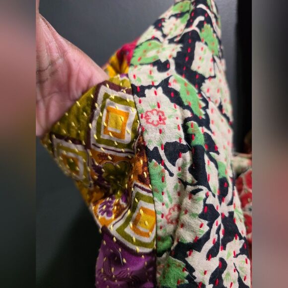 Cotton Patchwork Boho Slouchy Shoulder Bag Hobo Hippie Festival Market 23x16x5 - Picture 12 of 13